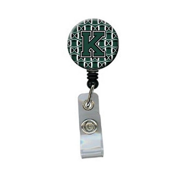 Teachers Aid Letter K Football Green & White Retractable Badge Reel TE951354